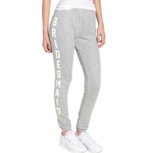 NWT Wildfox Bridesmaid Knox Sweatpants in Gray Grey White Lettering XS
